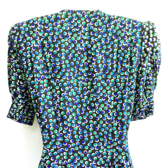 SiLK Adrianna Papell Dress Pure Silk Wrap Puff Sleeves Double Breasted Belted S - Picture 9 of 11